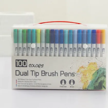 100 Colors Dual Tip Alcohol Art Marker Pens