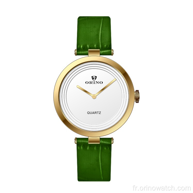 Élégante montre de quartz Lady avec sangle en cuir