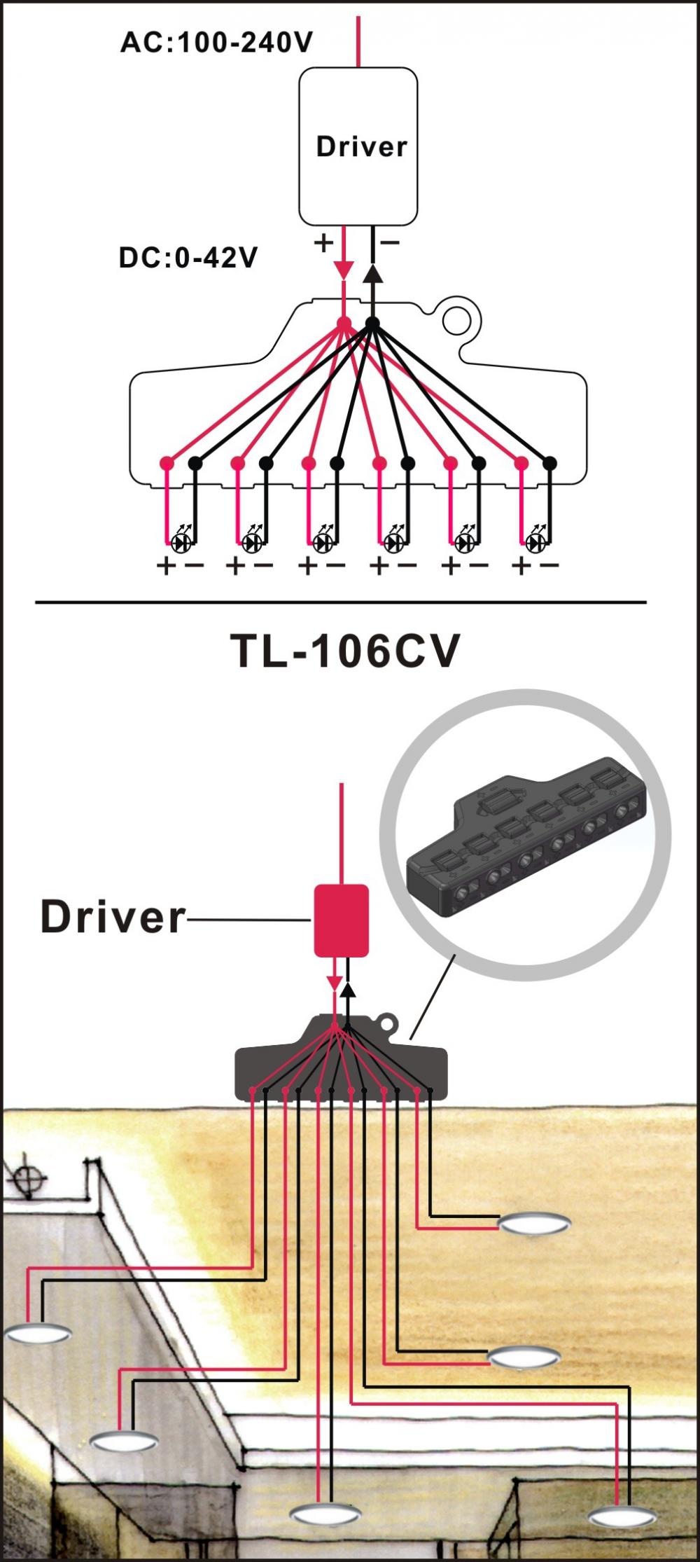 6 طرق متوازية موصل LED