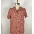 red triangle pattern loose style casual shirt