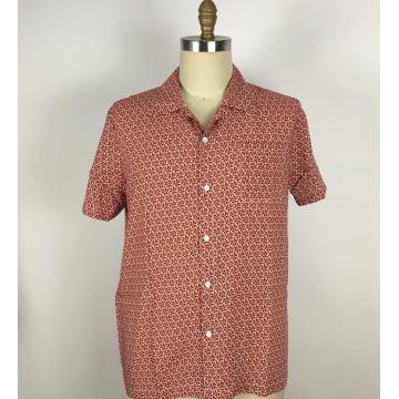 red triangle pattern loose style casual shirt