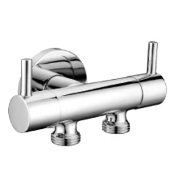 2 Way Brass Angel Valve T-Adapter for Toilet Bidet with Double Handles