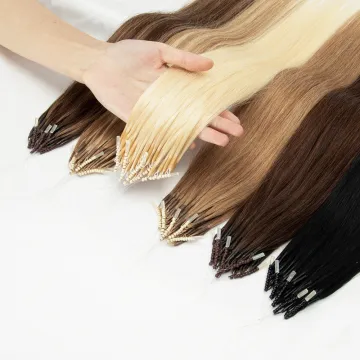 2022 New Trend 8D Nano Beads cuticle aligned Russian hair Double Drawn Pre bonded  8D Micro Beads Hair Extensions