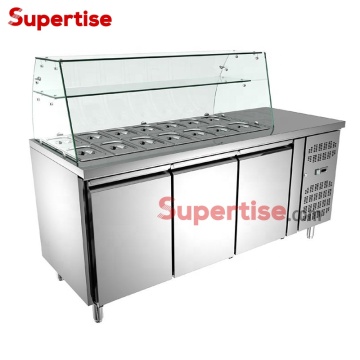 Stainless Steel Cold Table | Salad Bar Counter | Subway Sandwich Prep Table | Salad Bar Cooler