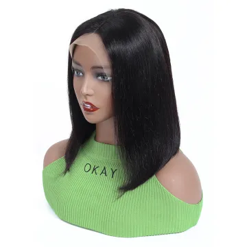 Cheap Wholesale Human Hair Lace Front Short Bob Cut Wig Amzhair Straight Indian Cuticle Aligned Hair Bob Lace Wig 150% Density