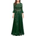 Women's Vintage Full Lace Contrast Dress