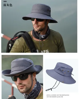 Outdoor men climbing sun hat large brim breathable