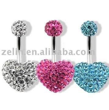 Navel Ring Crystal Ferido Heart Piercing body piercing belly button jewelry