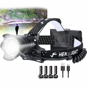 Rechargeable High Power Outdoor Camping LED Headlight with Adjustable Red Warning