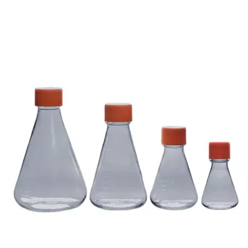 Plastic Conical Erlenmeyer Flask with Vented Lid - Sterile Option