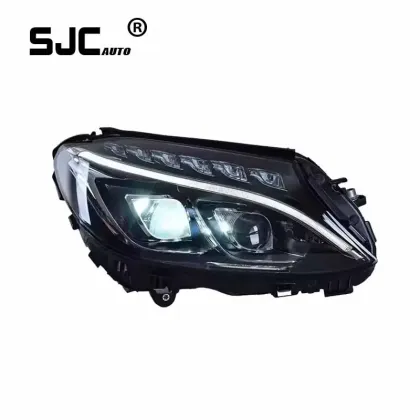 SJC auto new upgraded LED headlight for mercedes benz c class w205 c180 c200 c260 auto lighting system plug and play 2015-2021