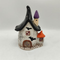 Suporte de vela de casa assombrada multitorre de cerâmica para Halloween