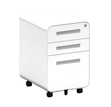 Height Adjustable Movable Steel Pedestal Cabinet with Lockable Casters and 3 Drawers