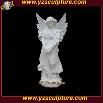 White Marble life size Angel Statue with Wings for Sale