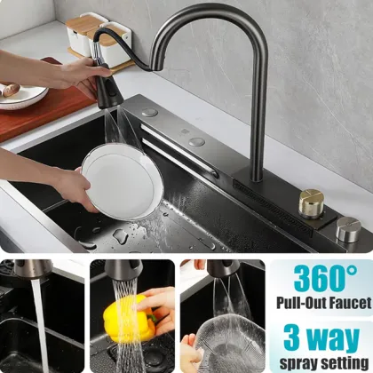Stainless Steel Workstation Smart Waterfall Kitchen Sink