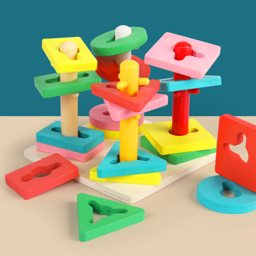 Montessori Ξύλινα Γεωμετρικά Σχήμα Οικοδομικά Μπλοκ για Παιδιά: Ενίσχυση του Χρώματος και της Γνώσης Σχήματος