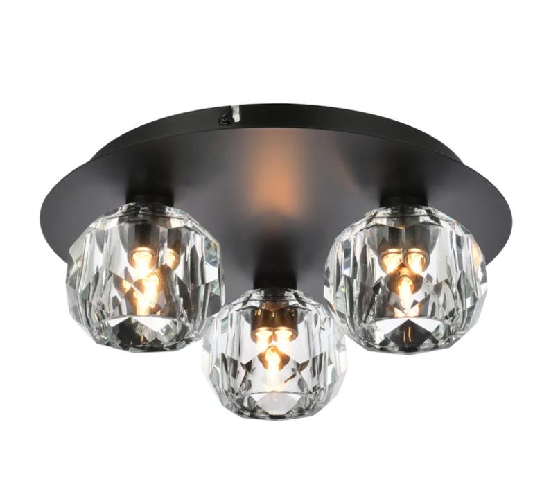 C231225 ceiling light crystal glass shade black