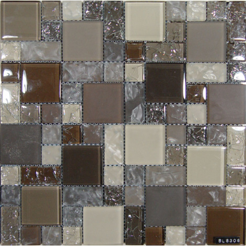 Beige Size Mixed Glass Mosaic Tile