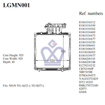 MAN truck radiator, 81061016473, 81066200145, 81066200145, LGMN001