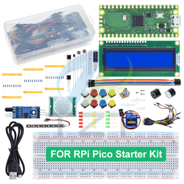 TZT Starter Kit for Raspberry Pi Pico with Breadboard, LCD Module, and Python Programming (Beginner Kit with SG90 Servo and LCD1602)
