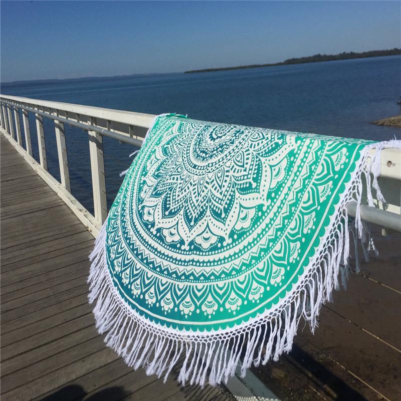 580grams Round Weighted Beach Towel With Cotton Tassel,