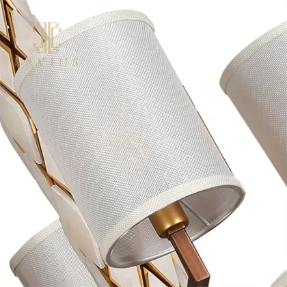 Chinese Style Cloth Lampshade Living Room Pendant Lamp