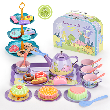 Pretend Play Tea Set: Metal Tea Cup, House Toy, and Desserts for Kids