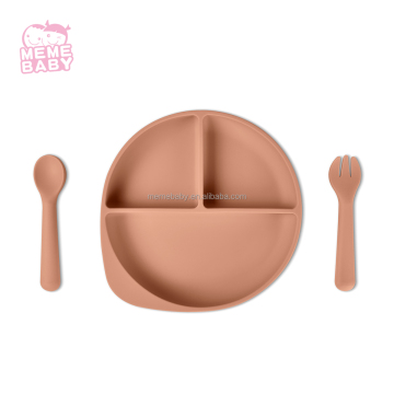 Divided Silicone Baby Plates Unbreakable Feeding Suction Silicone Baby Plates For Toddler Children Kids