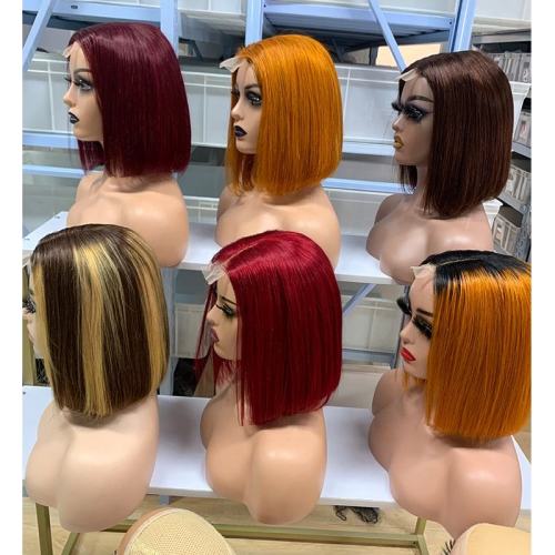 Wholesale 13x4 Full Frontal Color Straight Bob Wigs Raw Brazilian Hair Vendor Human Hair Wigs For Black Women