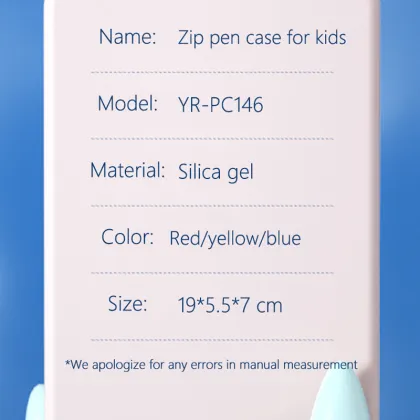 Silicone pen case Single zipper pen case Waterproof pen case Large capacity pen case for children
