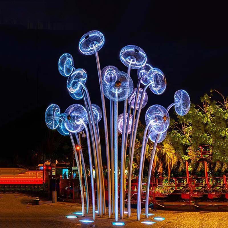 Jellyfish Sculpture Iron Landscape Design Lamp