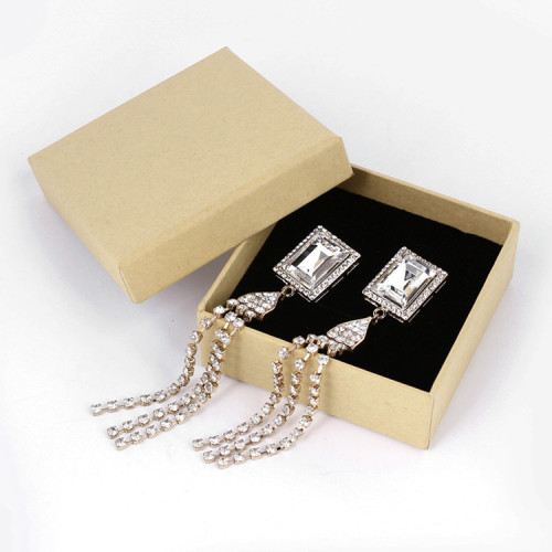 Shiny Diamond Earring Kraft Rigid Jewelry Gift Box