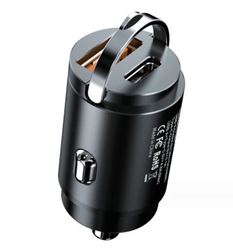 Smallest Aluminum PD QC3.0 100W Metal Pull Ring Car Charger - Dual USB Type C