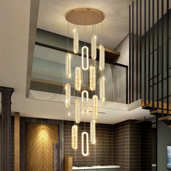 Oval Shape Gold Crystal Chandeliers and Pendant Lights for Hotel Lobby and Staircase Décor