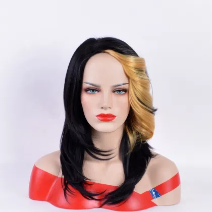 wholesale lolita synthetic wigs long natural wave hair black Splicing gold wigs synthetic hair wigs for women
