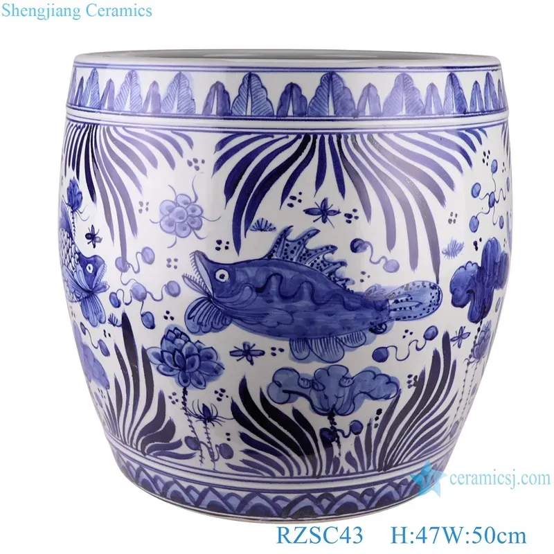 Blue and White Mackerel Algal Pattern Tank Planter