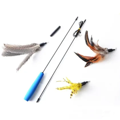 Interactive Cat Teaser Stick Toy with Replaceable Head and Playing Products