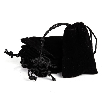 Pandahall 50pcs 7x5cm Black Rectangle Velvet Gift Bags