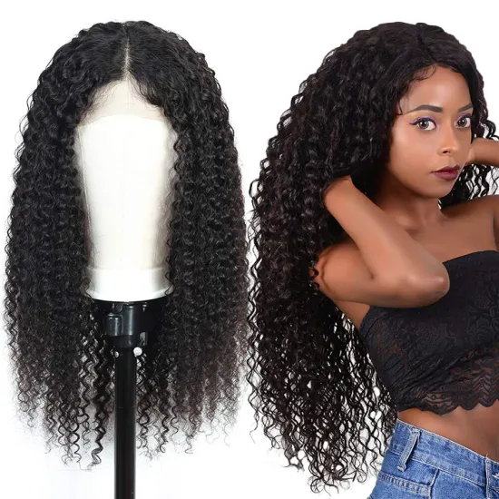 Dropshipping Jerry Curl 4 by 4 Human Hair HD Lace Wig Afro Kinky Curly Virgin Hair Super Fine Swiss Lace Closure Wigs Vendor