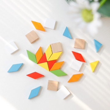 Montessori Chunky Wooden Pattern Puzzles - 3D Geometry Shape Jigsaw for Kids Gifts