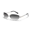 Mode -futuristische Sonnenbrille Vintage INS Trendy Simple Design Rahmenlose Sonnenbrille UV400 Metall Randless Shades
