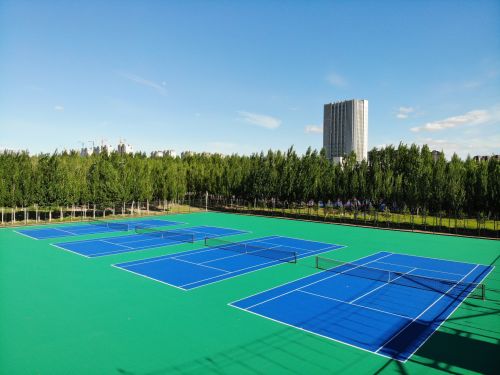 高品質のテニスコートタイル青と緑色