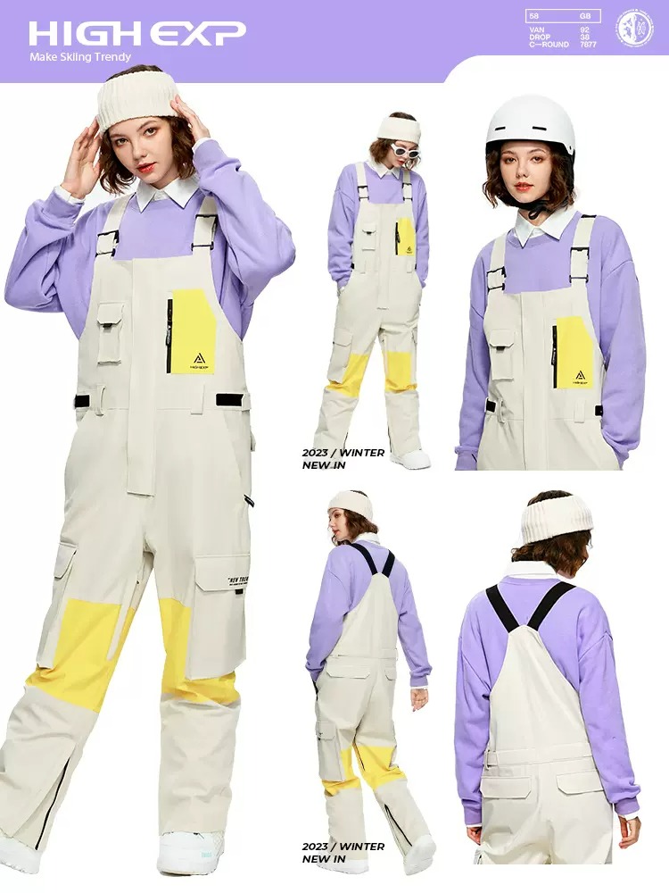 Men's and Women's Colorblocked Snowboard Bibs