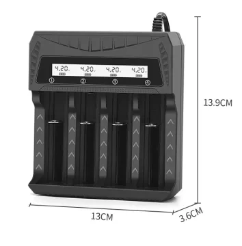 4-Bay Smart Charger for Various 3.7V Li-ion Batteries including 10440, 14500, 16650, 14650, 18350, 18500, 16340 & 18650 Models