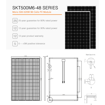 mono 144 cells solar panel 500w pv module