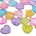 Mixed Resin Bling Glitter Heart  Star Flower Cabochon Flatback Decoration Crafts Embellishments For Scrapbooking Diy Accessories