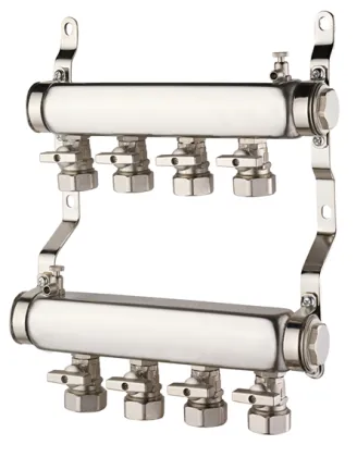Stainless steel separator hydronic water distribution manifold under floor heating