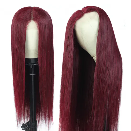 Factory Wholesale 99J 10A Grade Silky Straight Raw Virgin Cuticle Aligned 13x4 Brazilian Human Hair Wig