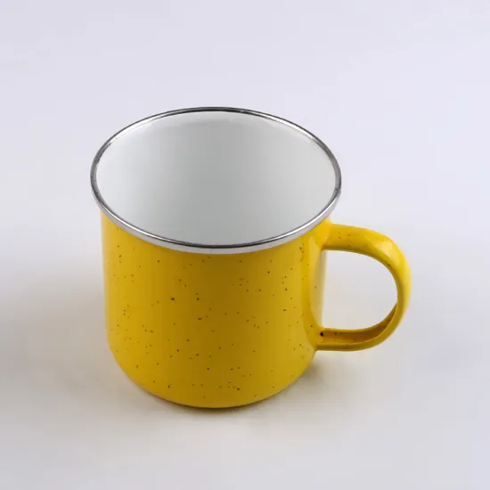 Stainless Steel Rim Metal Spot Enamel Camping Mug with Printing