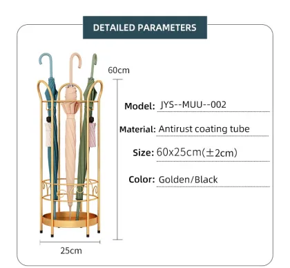 Golden and Black Restaurant Umbrella Stand with Holder and Storage Rack - Perfect Household Umbrella Stand